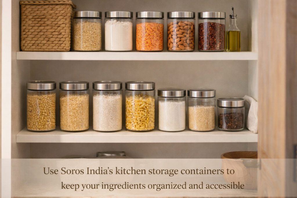 Use Soros India’s kitchen storage containers to keep your ingredients organized and accessible.