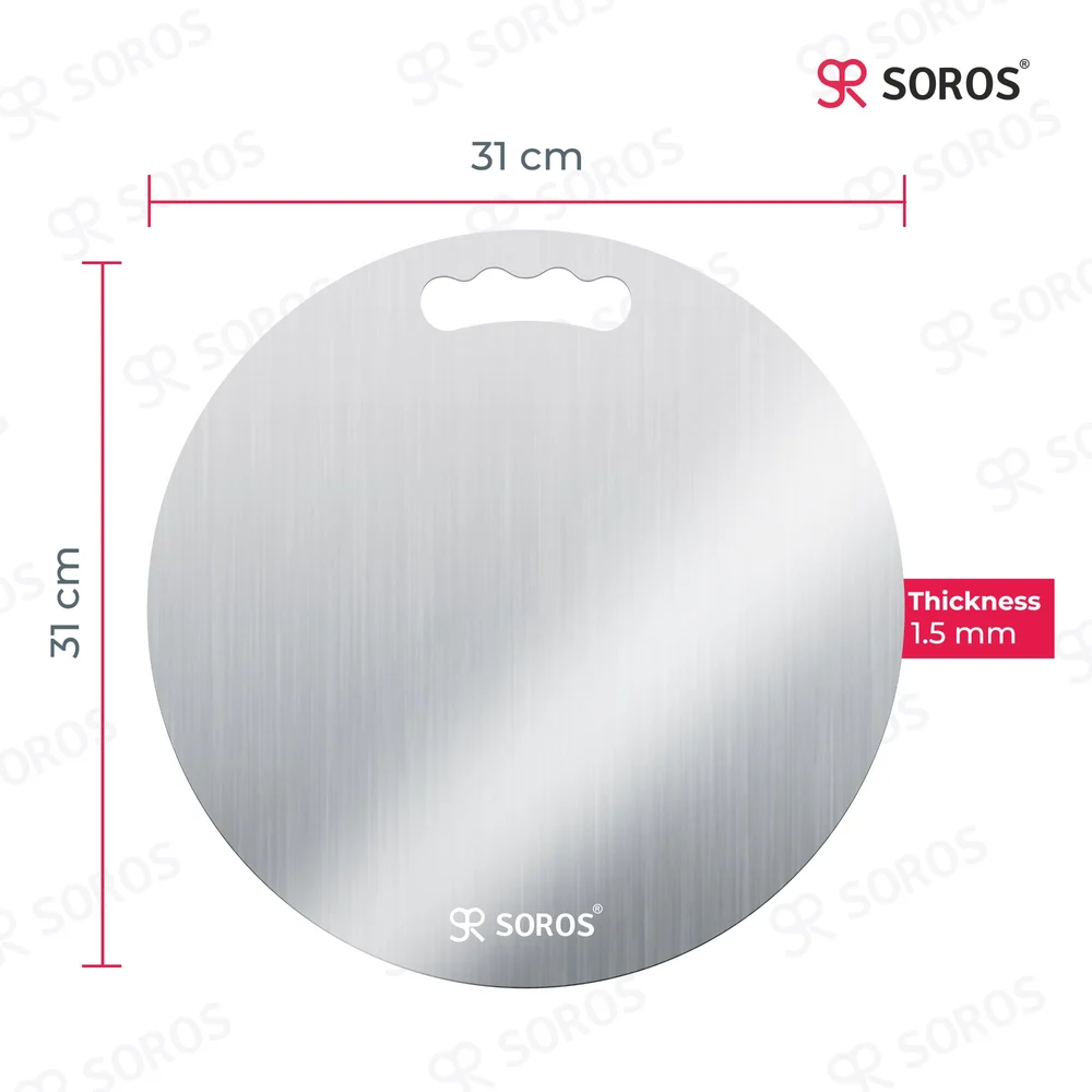 Stainless steel chopping board round view 2